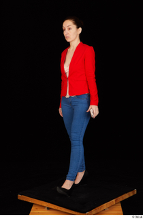 Rania black high heels blue jeans casual dressed phone pink…